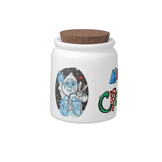Holiday Hugs Yeti~cookie jar (Left)
