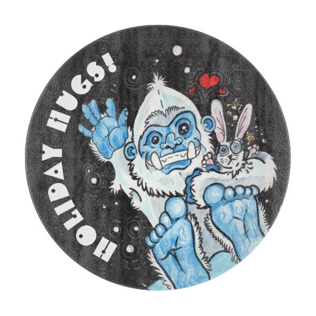 Holiday Hugs Yeti! Cutting Board (Front)
