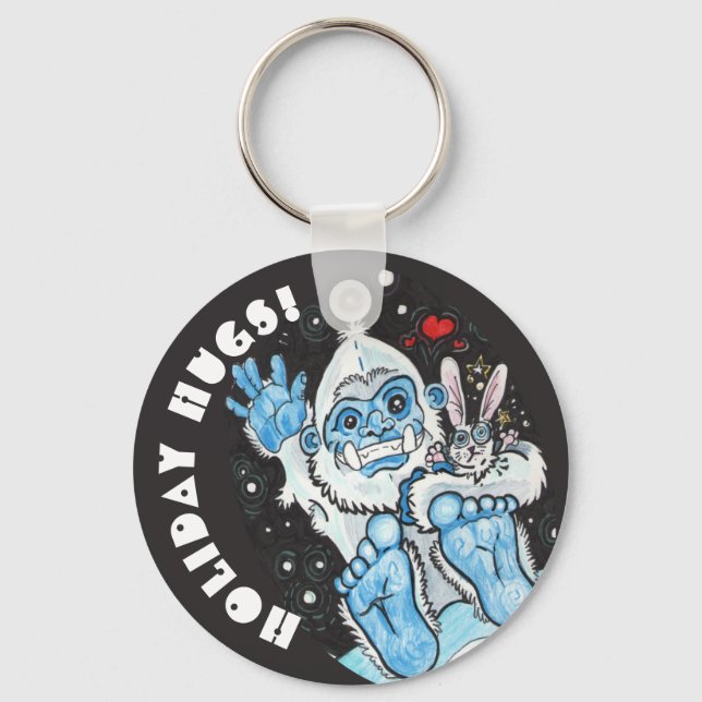 Holiday Hugs Yeti! Keychain (Front)