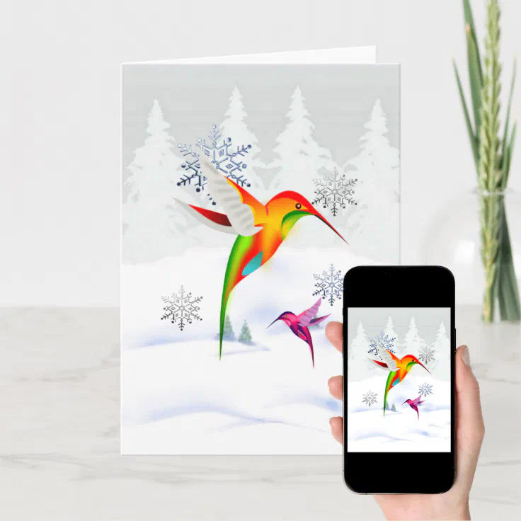 Holiday Hummingbird Christmas Card | Zazzle