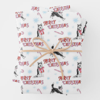 Holiday Husky and Border Collie/Aussie Wrapping Paper Sheets