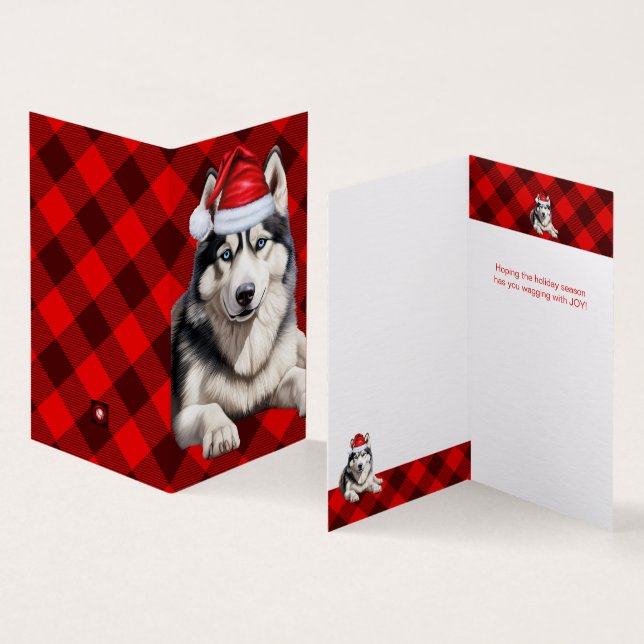 Holiday Husky Dog Red Buffalo Plaid Christmas (Inside and Outside)