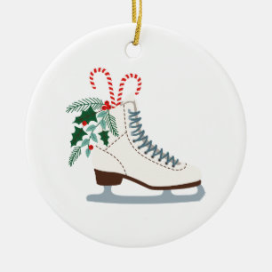 Holiday Ice Skate Ceramic Ornament
