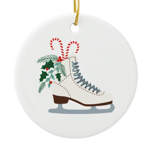Holiday Ice Skate Ceramic Ornament