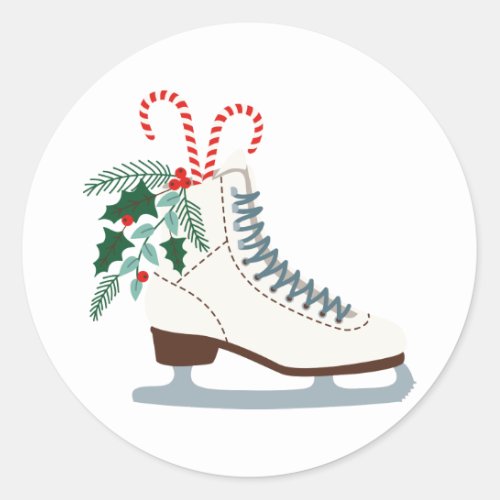 Holiday Ice Skate Classic Round Sticker