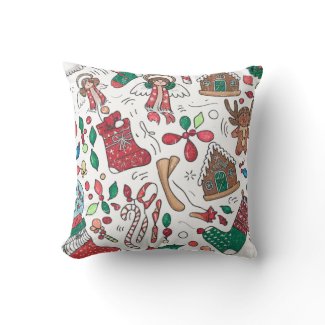 Holiday Icons in a Heart Shape Throw Pillow