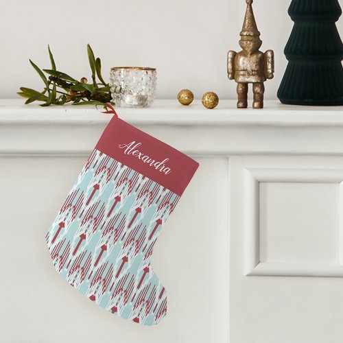 Holiday Ikat Pattern Personalized Small Christmas Stocking