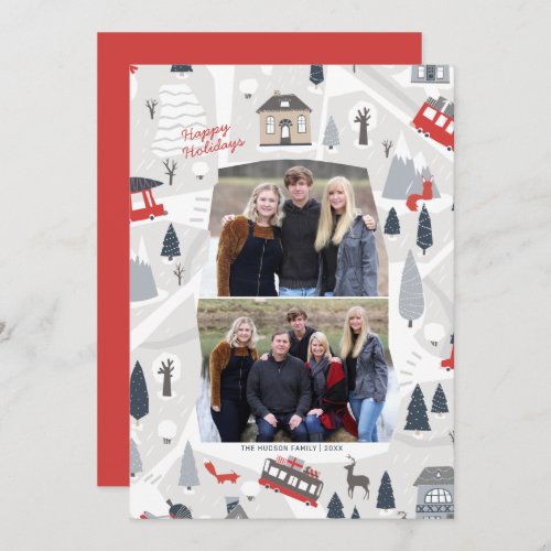 Holiday in the City Christmas 2 Photo Flat Card