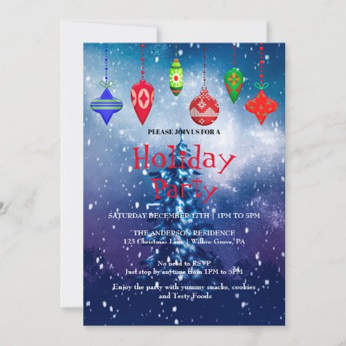 Holiday Invitation with Christmas Ornaments