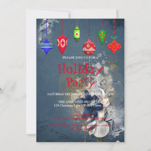 Holiday Invitation with Christmas Ornaments
