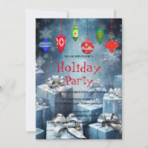 Holiday Invitation with Christmas Ornaments