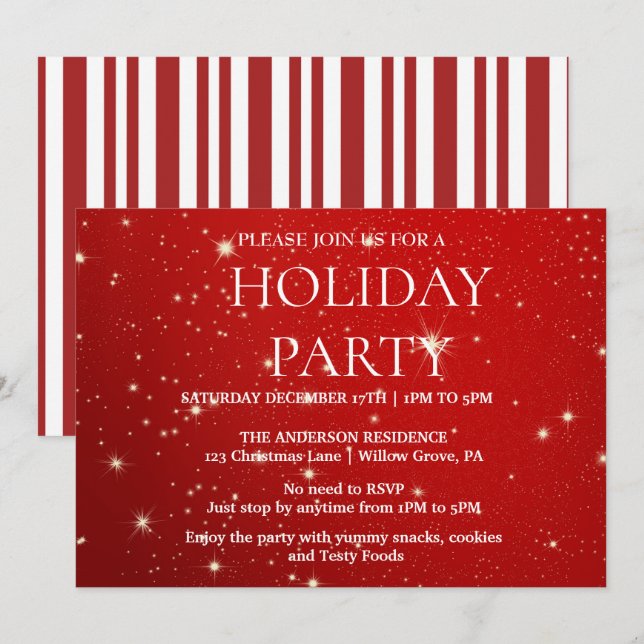 Holiday Invitation with Christmas Ornaments (Front/Back)