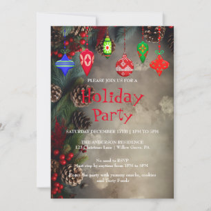 Holiday Invitation with Christmas Ornaments