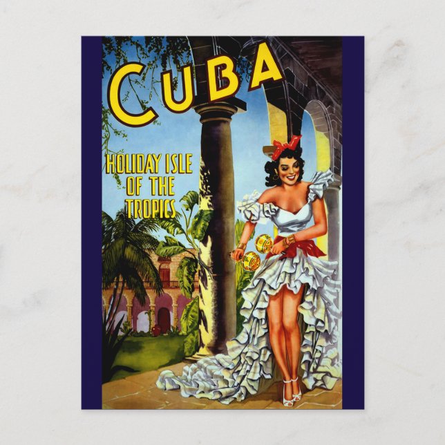 Holiday Isle of Tropics Cuba Vintage Travel Postcard (Front)