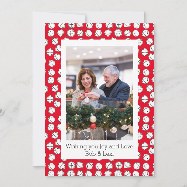 Holiday Jingle Bells Photo Flat Holiday Card (Front)