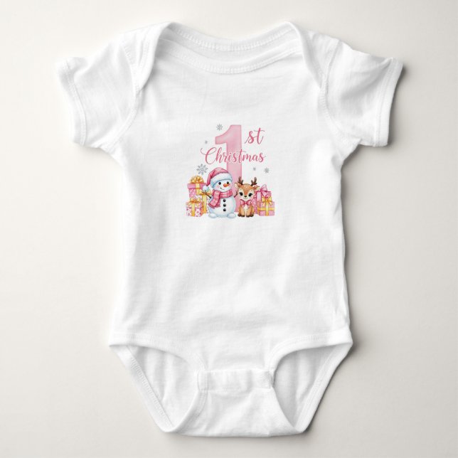 Holiday Joy – Baby Girl’s First Christmas  Baby Bodysuit (Front)