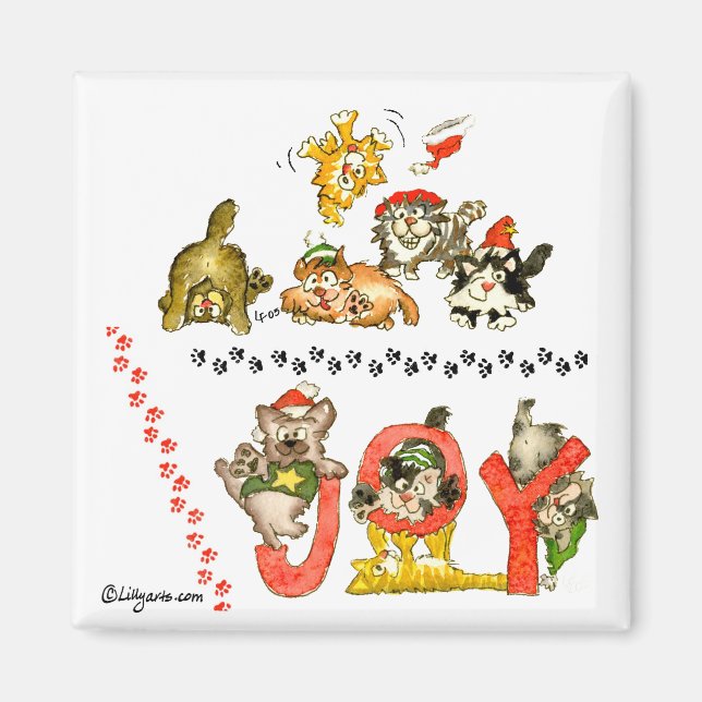 Holiday Joy Cats Magnet (Front)