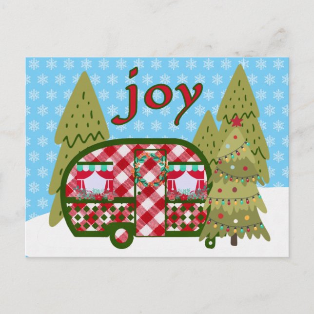 Holiday Joy Cheerful Vintage Camper Trailer (Front)