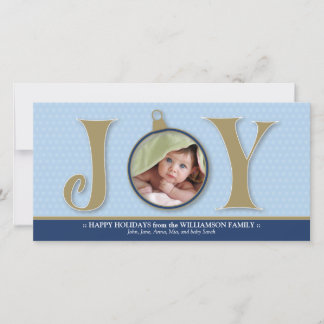 Holiday Joy Custom Family Photocard (blue) Card