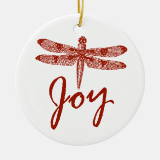 Holiday Joy Dragonfly Ceramic Ornament