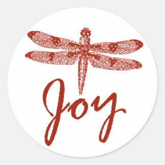 Holiday Joy Dragonfly Classic Round Sticker