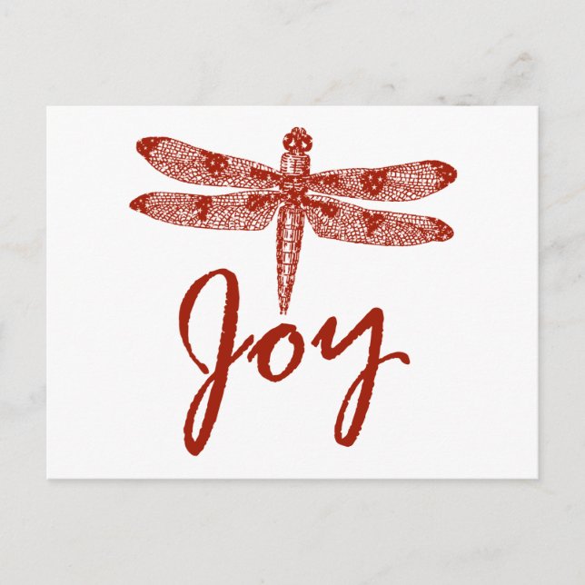 Holiday Joy Dragonfly Postcard (Front)
