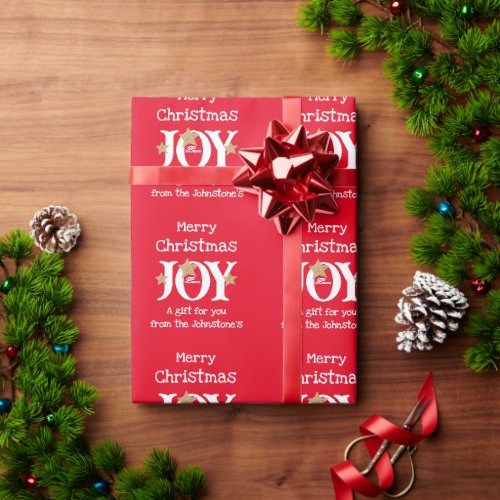 Holiday Joy Elegant Script Chic Red Christmas Gift Wrapping Paper