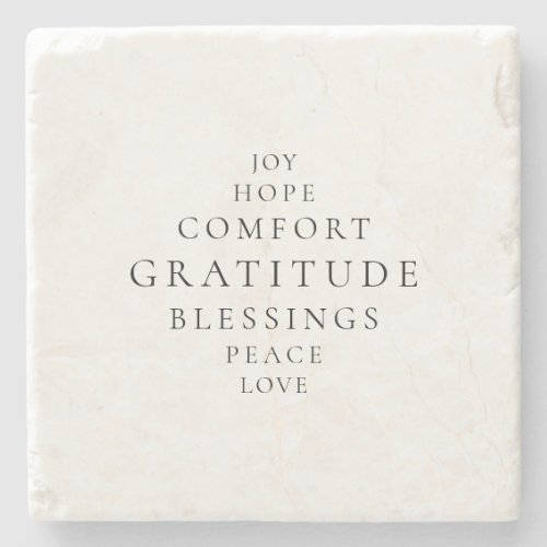 Holiday Joy Hope Peace Love Gratitude Stone Coaster