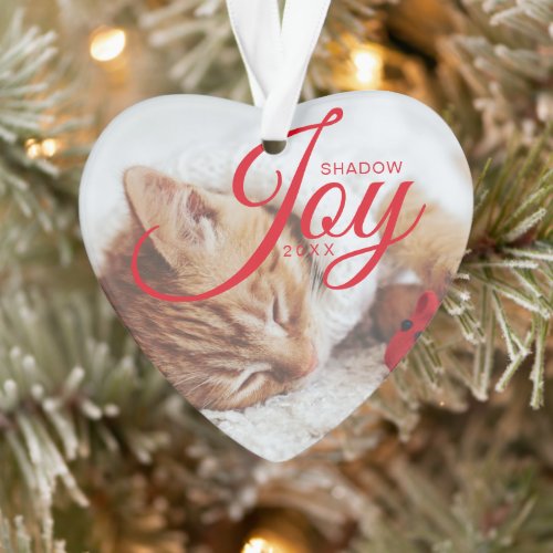 Holiday Joy Modern  Minimal Multiple Pet Photo Ornament