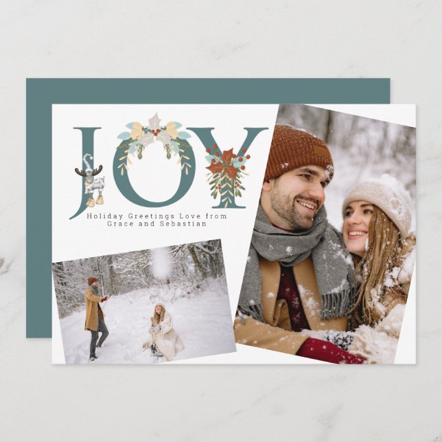 Holiday Joy Photo Personalized Card (Front/Back)