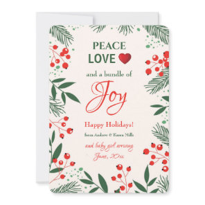 Holiday Joy Pregnancy Announcement Holiday Card