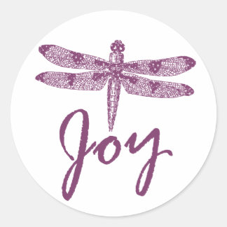 Holiday Joy Purple Dragonfly Classic Round Sticker