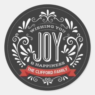 HOLIDAY JOY ROUND CHALKBOARD STICKERS