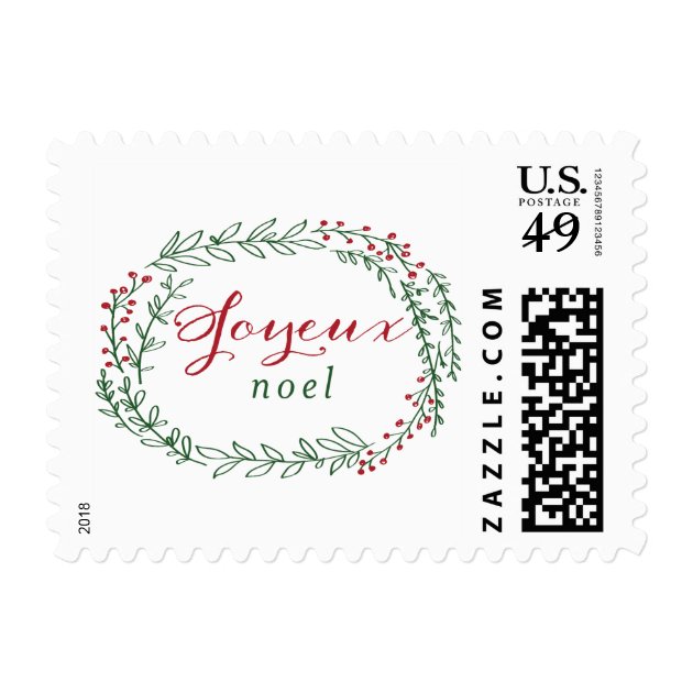 Holiday Joy / Wreath Postage Stamp
