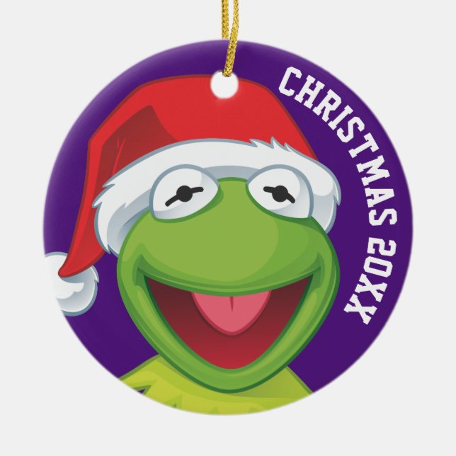 Holiday Kermit 2 Ceramic Ornament (Front)