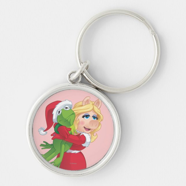 Holiday Kermit and Miss Piggy Keychain (Front)