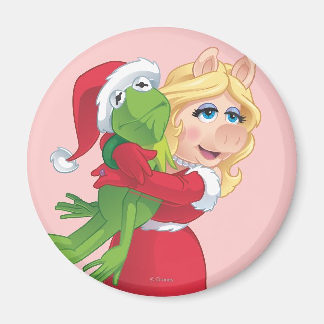 Holiday Kermit and Miss Piggy Magnet (Front)
