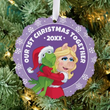 Holiday Kermit And Miss Piggy Ornament Card by muppets at Zazzle