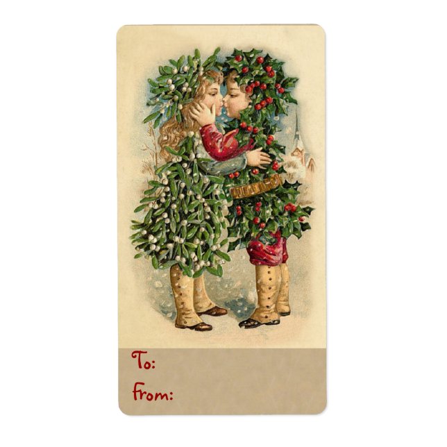 Holiday Kiss Christmas Labels for Gifts (Front)
