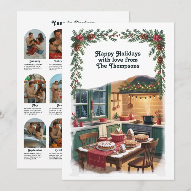 Holiday Kitchen Family Christmas Year in Review Card (Front/Back)