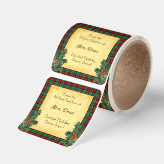 Holiday Kitchen of Holly Red Green Plaid Baking Square Sticker