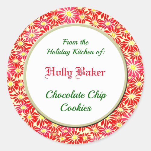 Holiday Kitchen of Red Poinsettia Baking Sticker
