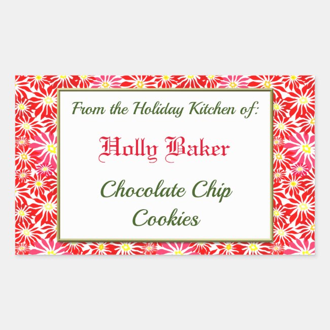 Holiday Kitchen of Red Poinsettias Baking Sticker
