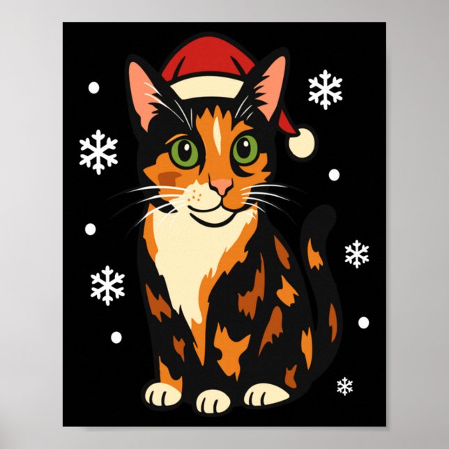 Holiday Kitten Cute Christmas Cat Design Uni Long  Poster (Front)
