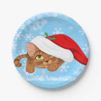 Holiday Kitten Paper Plates