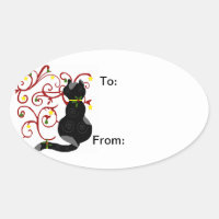 Holiday Kitty cat gift sticker