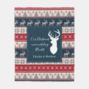 Holiday Knitting Pattern Christmas Personalized Fleece Blanket