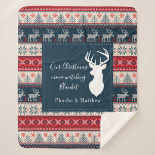Holiday Knitting Pattern Christmas Personalized  Sherpa Blanket