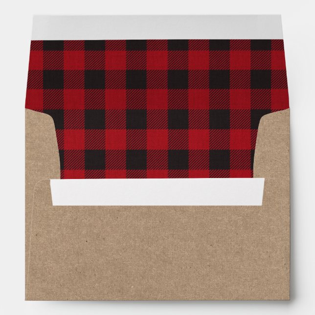 Holiday Kraft Red Plaid Tartan Envelope (Back (Bottom))