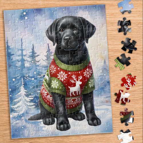 Holiday Labrador Retriever Dog Christmas Puppy Jigsaw Puzzle